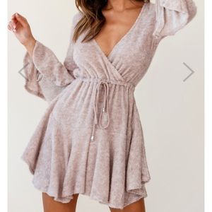 long sleeve blush dress